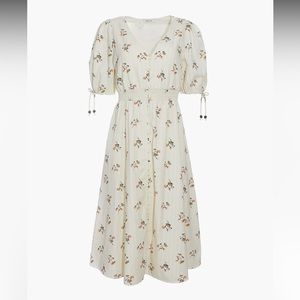 Madewell Tie-Sleeve Smocked-Waist Button-Front Midi Dress